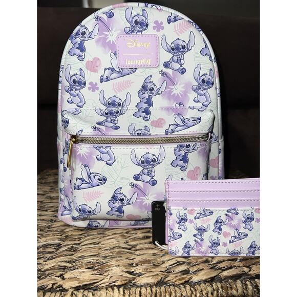 Loungefly Handbags - NWT Loungefly Lilo & Stitch Tropical Heart Pastel Mini Backpack & Cardholder